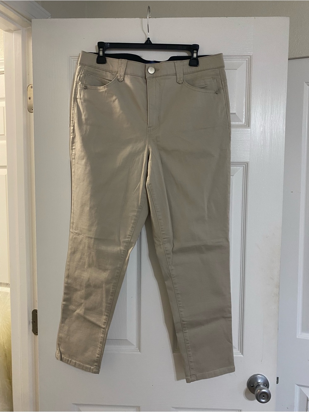Democracy Beige Ankle-Length Straight Jeans